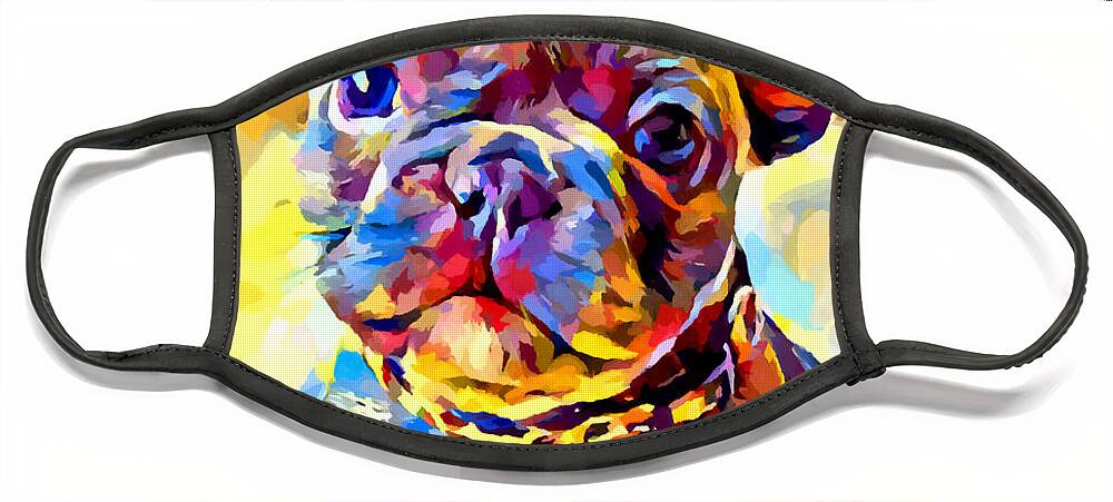 Dog Face Mask featuring the painting French Bulldog 7 by Chris Butler