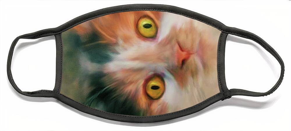 Cat Face Mask featuring the digital art Frisky by Lois Bryan