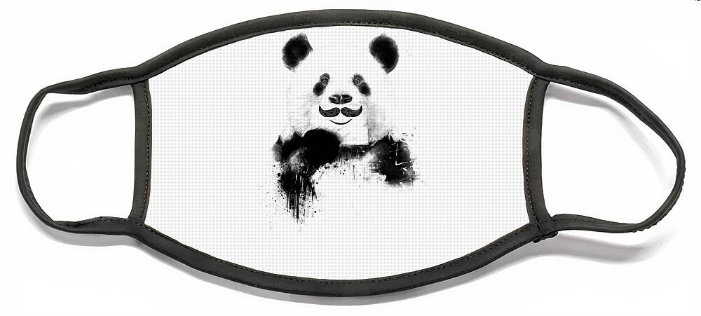 Panda Face Mask featuring the mixed media Funny panda by Balazs Solti