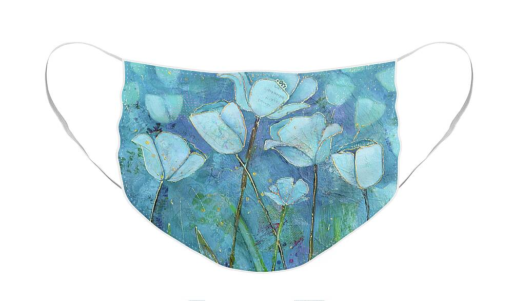 Cervical Cancer Face Mask featuring the painting Garden of Healing by Shadia Derbyshire