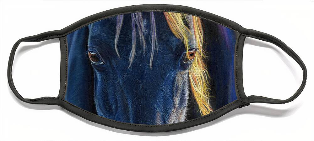 Horse Art Face Mask featuring the pastel Gentle Eyes original by Alexis King-Glandon