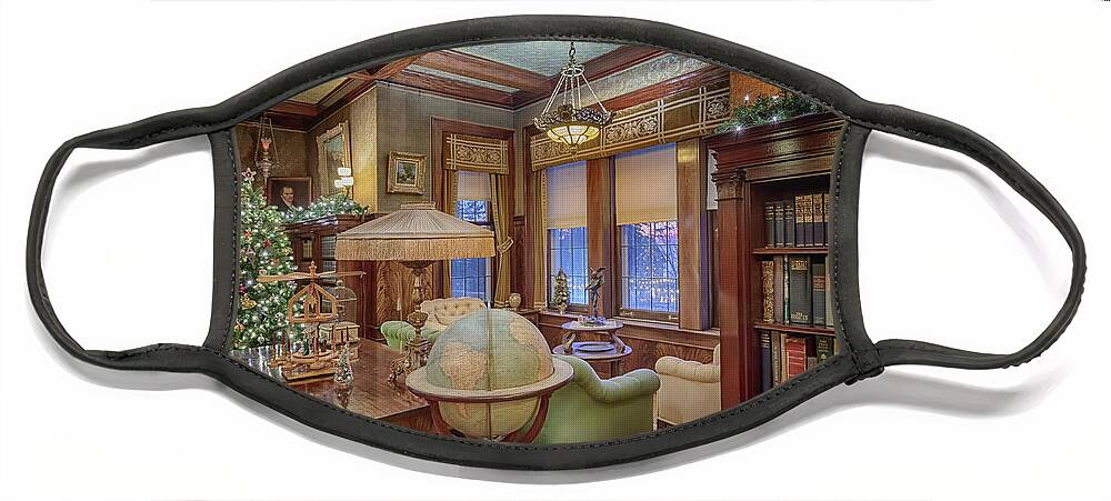 Glensheen Face Mask featuring the photograph Glensheen Library #1 by Susan Rissi Tregoning