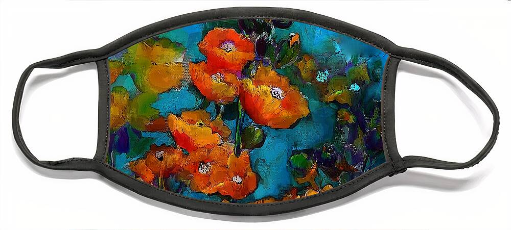 Globe-mallow Face Mask featuring the digital art Globe Mallow At Dusk Painting by Lisa Kaiser