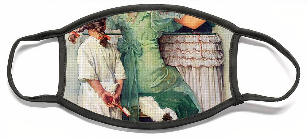 Dressing Tables Face Mask featuring the painting Going Out by Norman Rockwell