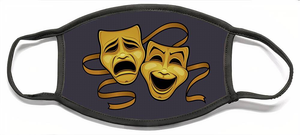 Acting Face Mask featuring the photograph Gold Comedy And Tragedy Theater Masks by John Schwegel