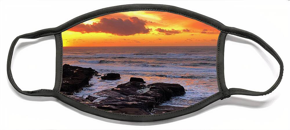 Winter Face Mask featuring the painting Golden Hour Low Tide by Jeanette French