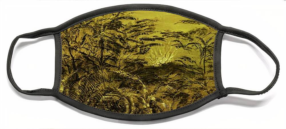 Aina Face Mask featuring the painting Golden Night by Michael Silbaugh