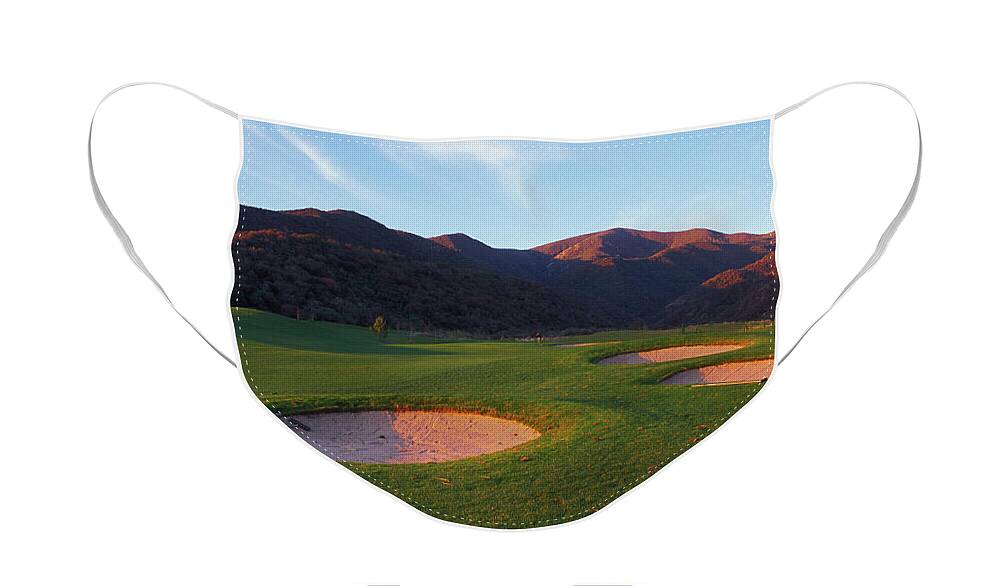 Golf Course Face Mask featuring the photograph Golf Sunrise by Terri Brewster
