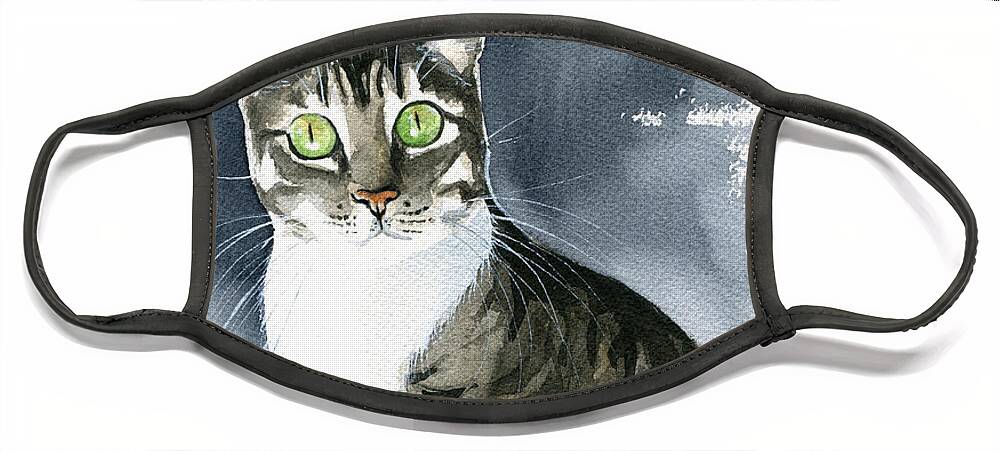 Cat Face Mask featuring the painting Gracie Mae Cat Painting by Dora Hathazi Mendes