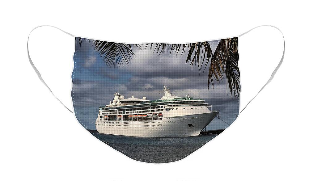 St. Croix Face Mask featuring the photograph Grandeur of the Seas Docked at St. Croix by Bill Swartwout