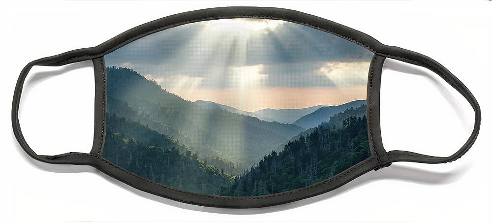 Landscape Face Mask featuring the photograph Great Smoky Mountains TN Smoky Mountain Spotlight by Robert Stephens