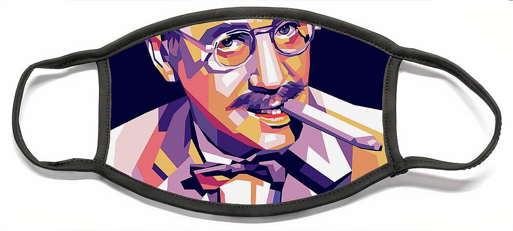 Groucho Marx Face Mask featuring the digital art Groucho Marx by Movie World Posters