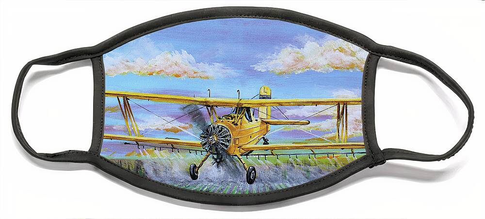 Ag Cat Face Mask featuring the painting Grumman Ag Cat by Karl Wagner