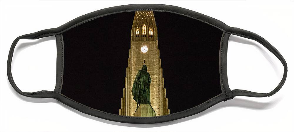 Hallgrimskirkja Face Mask featuring the photograph Hallgrimskirkja Church 1 by Nigel R Bell