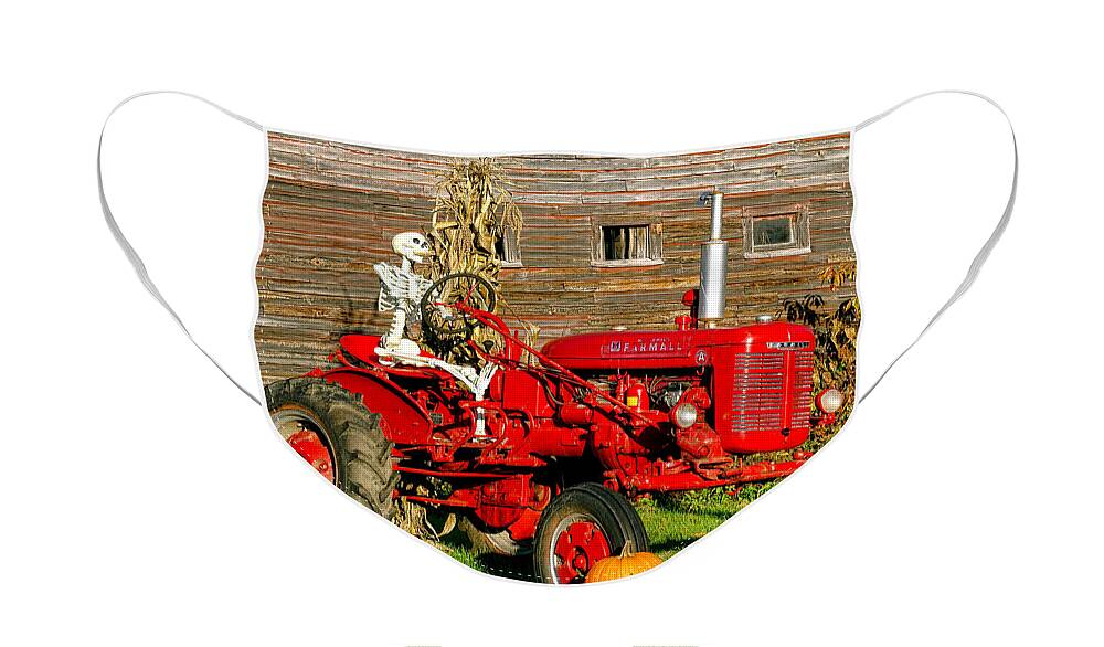 Farmall Face Mask featuring the photograph Halloween Farmall by Olivier Le Queinec