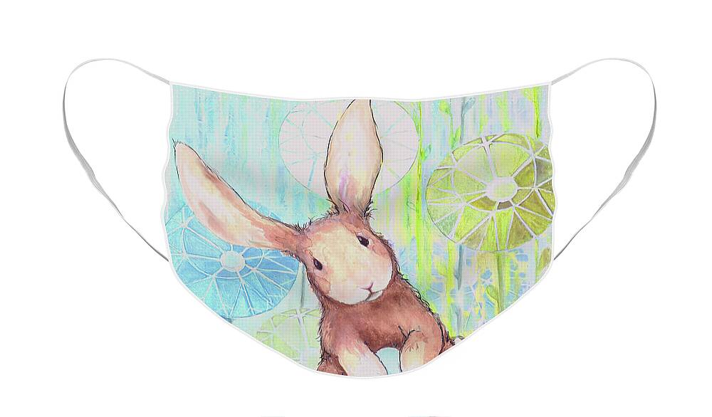 Happy Face Mask featuring the mixed media Happy Easter Bunny IIi by Diannart