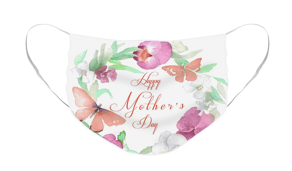 Mother's Face Mask featuring the mixed media Happy Mother's Day Wreath by Lanie Loreth