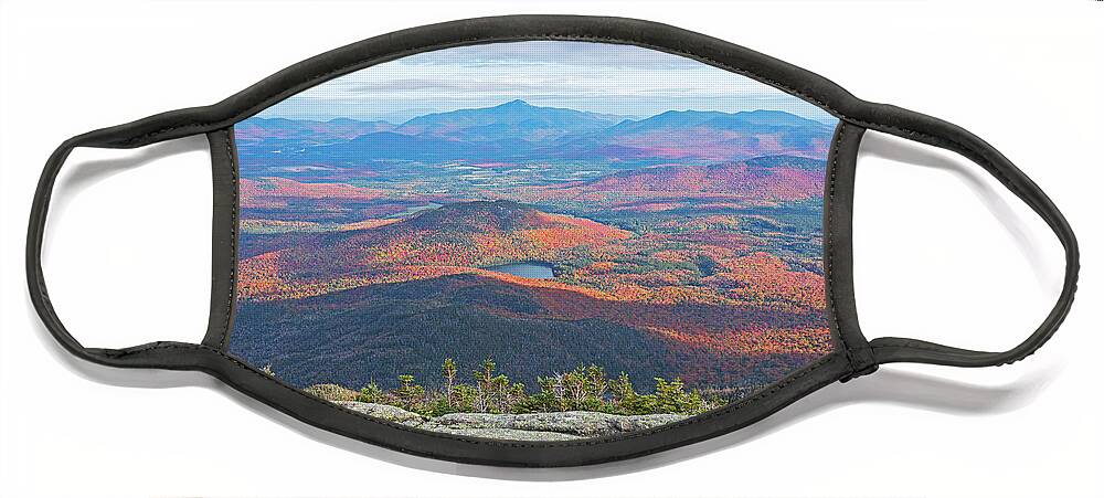 Adirondacks Face Mask featuring the photograph Heart Lake and Whiteface Mountain as seen from the Summit of Wright Mountain Adirondacks by Toby McGuire