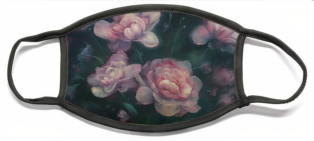 Pink Peonies Face Mask featuring the painting Heavenly Pink Peonies by Lynne Pittard