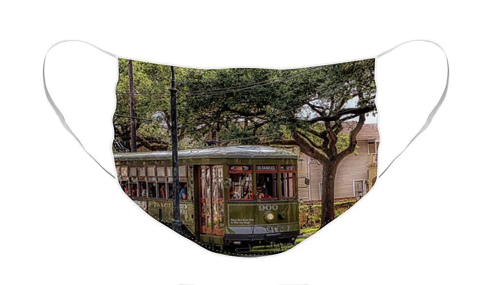 Garden District Face Mask featuring the photograph Historic St. Charles Streetcar by Susan Rissi Tregoning