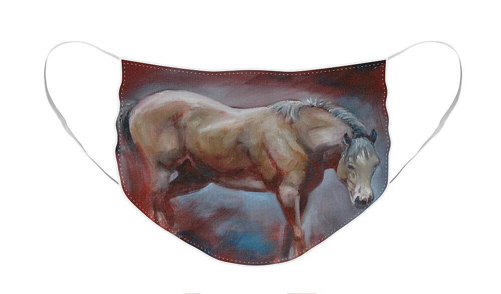 Horse Face Mask featuring the painting Bill by Cynthia Westbrook