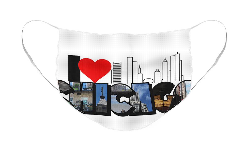 Chicago Face Mask featuring the photograph I Heart Chicago Big Letter by Colleen Cornelius