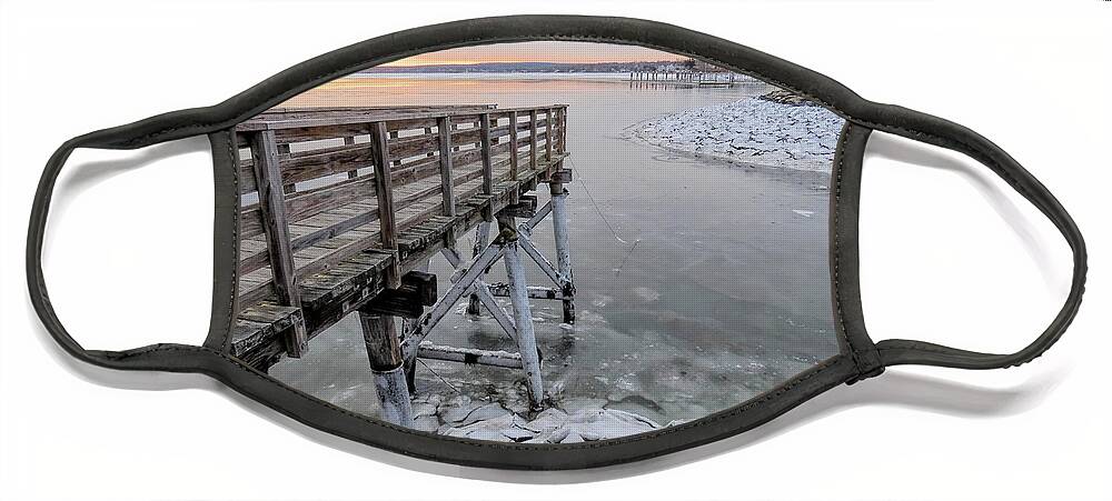 Sunrise Face Mask featuring the photograph Icy Ocean at Sunrise by Janice Drew