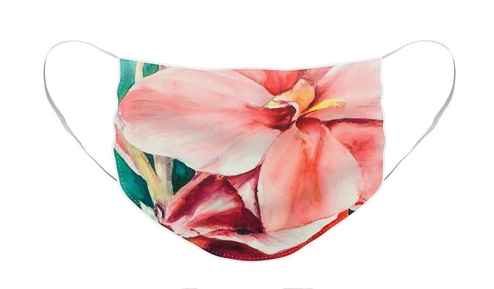 Canna Lily Face Mask featuring the painting In the Pink by Sonia Mocnik