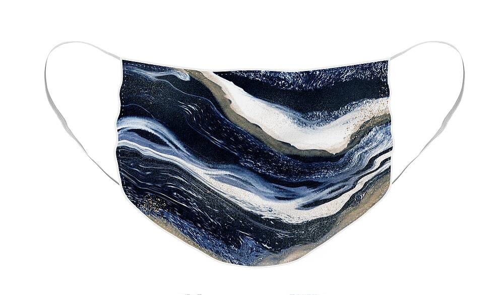 Abstract Face Mask featuring the mixed media Indigo Flow- Art by Linda Woods by Linda Woods