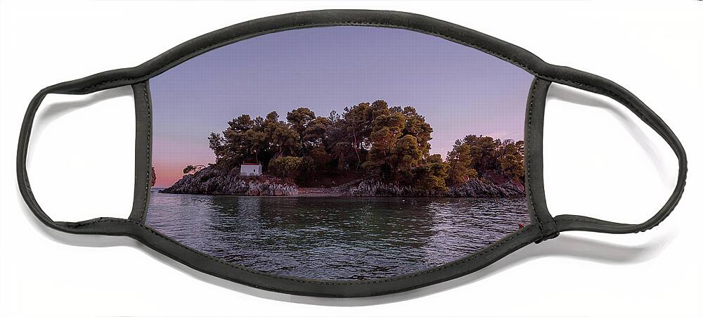 Parga Face Mask featuring the photograph Islet of Virgin Mary I by Elias Pentikis
