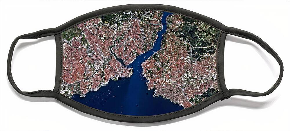 Satellite Image Face Mask featuring the digital art Istanbul from space by Christian Pauschert