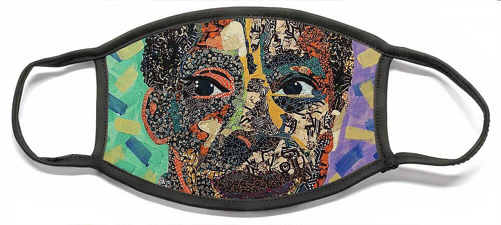 James Baldwin - The Fire Next Time Is From My Black Icon Series And Just Captures The Poet Face Mask featuring the mixed media James Baldwin The Fire Next Time by Apanaki Temitayo M