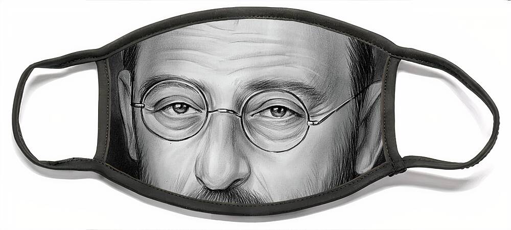Jean Reno Face Mask featuring the drawing Jean Reno by Greg Joens