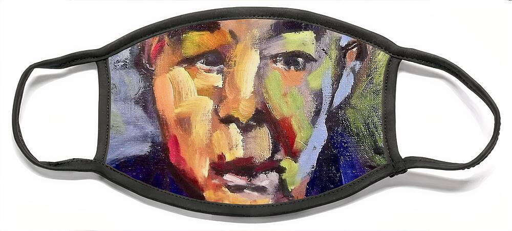 Painting Face Mask featuring the painting John Prine by Les Leffingwell