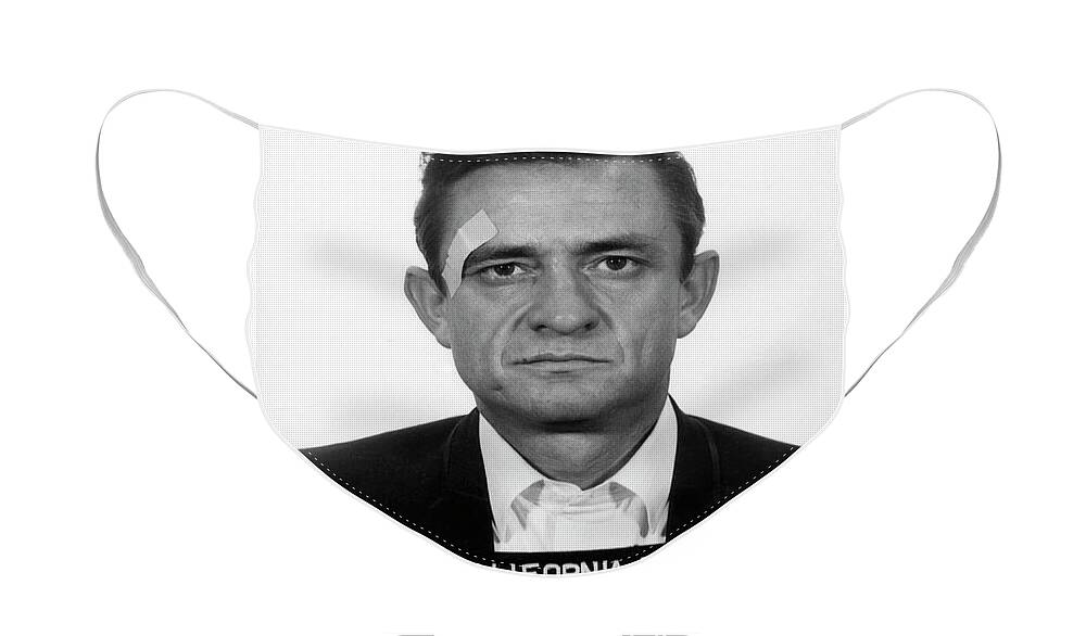 Johnny Cash Face Mask featuring the photograph Johnny Cash Mugshot by Jon Neidert
