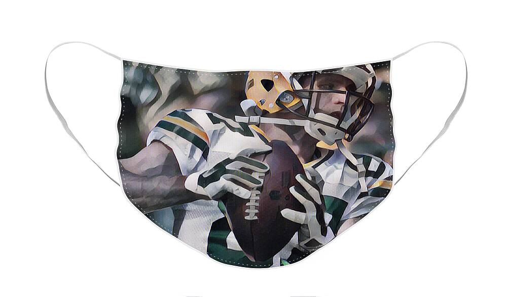 Jordy Nelson Green Bay Packers Abstract Art 1 Face Mask For Sale By Joe Hamilton