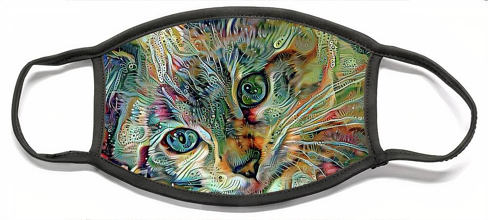 Siamese Face Mask featuring the digital art Kiki the Siamese Kitten by Peggy Collins