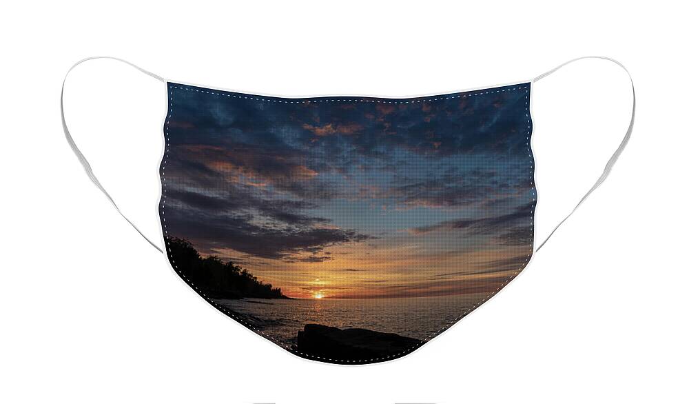 Lake Superior Face Mask featuring the photograph Lake Superior Sunset by Jim West