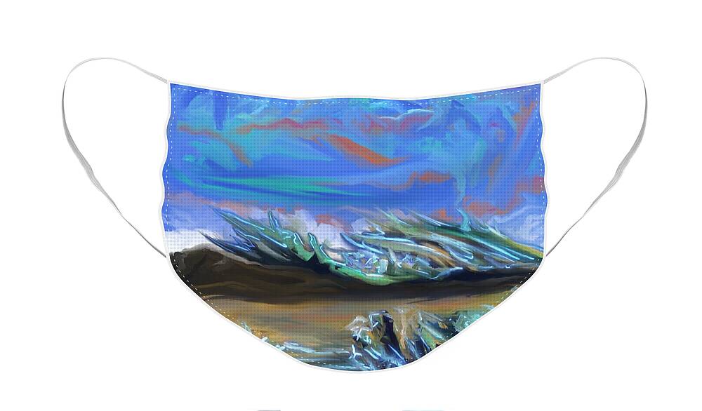 Landscape Face Mask featuring the digital art Last Light by Angela Weddle