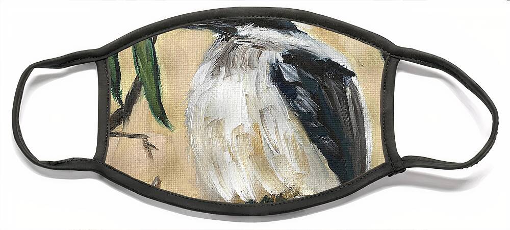 Laughing Kookaburra Face Mask featuring the painting Laughing Kookaburra by Roxy Rich