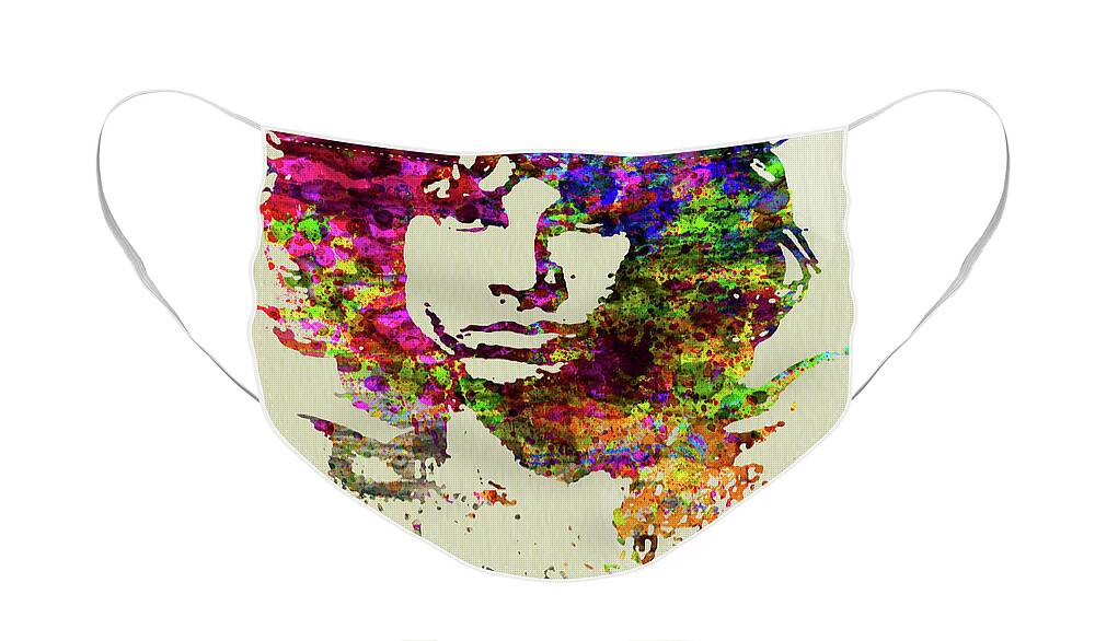 Jim Morrison Face Mask featuring the mixed media Legendary Jim Morrison Watercolor by Naxart Studio