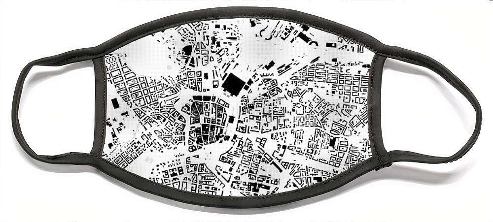 City Face Mask featuring the digital art Leipzig building map by Christian Pauschert