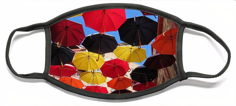 Umbrellas Face Mask featuring the photograph Let it Rain 2 by Diana Rajala