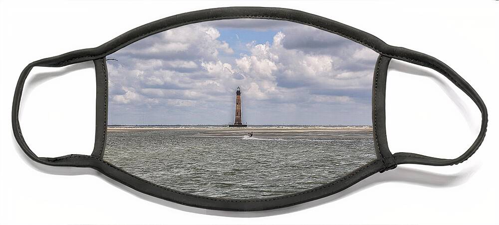 Morris Island Lighthouse Face Mask featuring the photograph Lighthouse Flying by Dale Powell