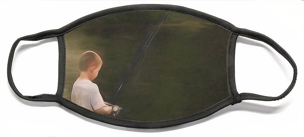 Fishing Face Mask featuring the photograph Little Boy Fishing by Jason Fink