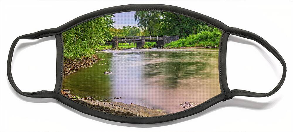 Lehigh Face Mask featuring the photograph Little Lehigh Creek and the Robin Hood Bridge by Jason Fink