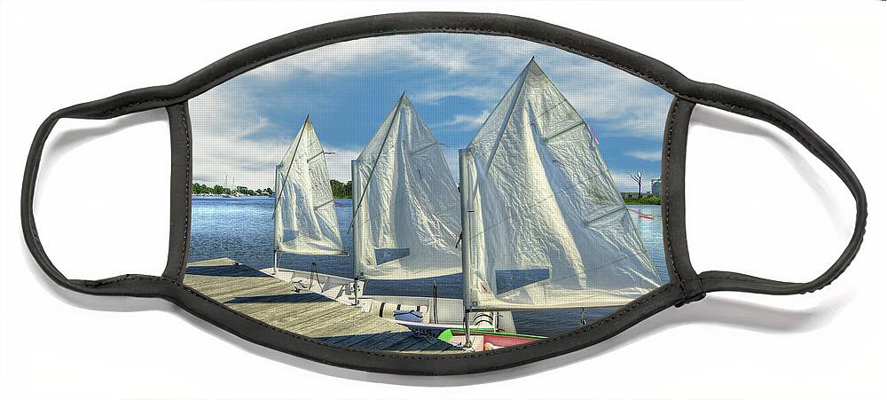 Nautical Face Mask featuring the photograph Little Sailboats by Kathy Baccari