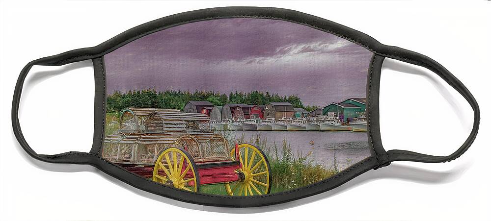 Pei Face Mask featuring the photograph Lobster Crate Wagon of Malpeque by Marcy Wielfaert