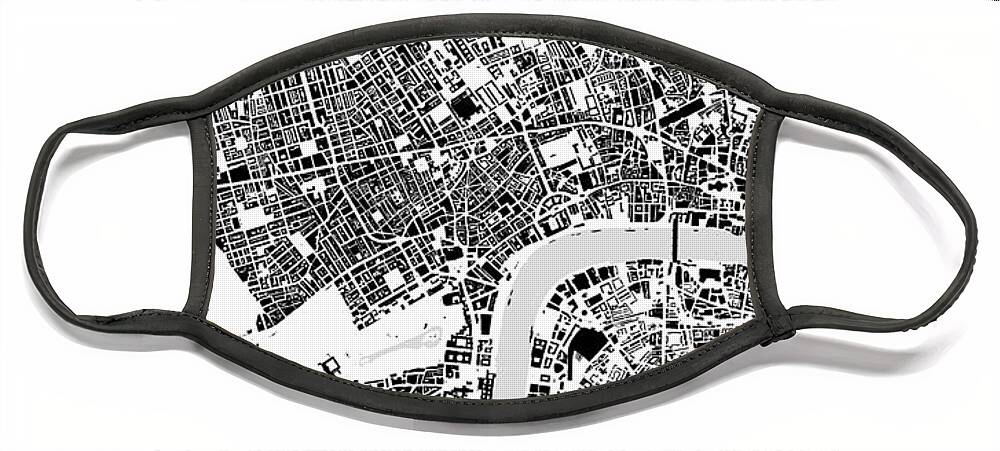 City Face Mask featuring the digital art London building map by Christian Pauschert