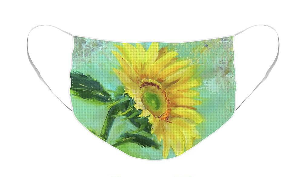 Flower Face Mask featuring the painting Loose Sunflower by Marsha Karle